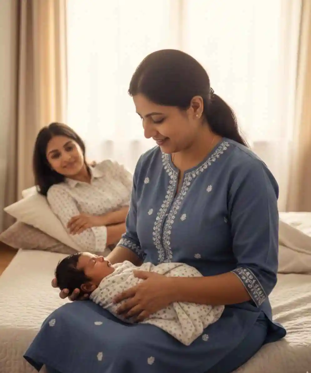 New born baby and mother car, japa care